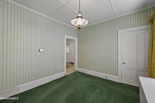 34-36 Crandall St, Adams, MA 01220 - unfurnished bedroom with crown molding, carpet floors, and wallpapered walls