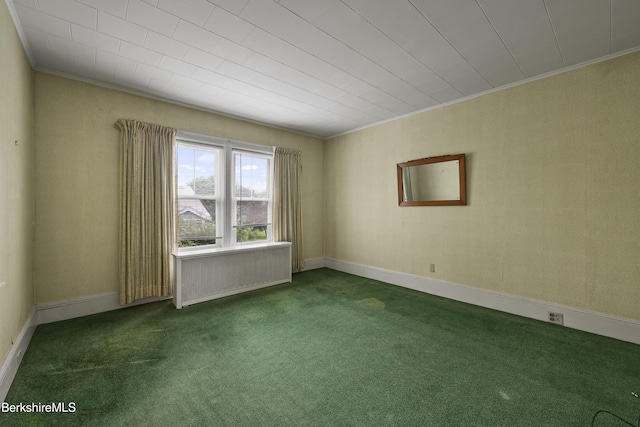 34-36 Crandall St, Adams, MA 01220 - empty room featuring carpet, crown molding, and radiator heating unit