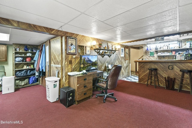 110 Maple Grove Dr, Pittsfield, MA 01201 - carpeted office space featuring wood walls and a paneled ceiling