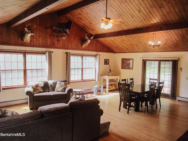 805 Savoy Rd, Cheshire, MA 01225 - living area featuring a baseboard heating unit, healthy amount of natural light, light wood-type flooring, and wood ceiling
