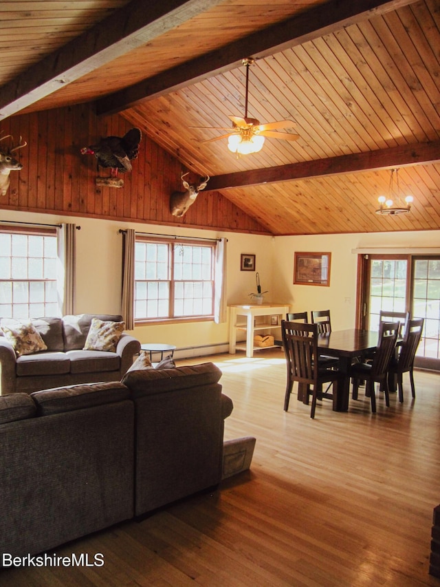 805 Savoy Rd, Cheshire, MA 01225 - living room with wood ceiling, wood finished floors, and a ceiling fan