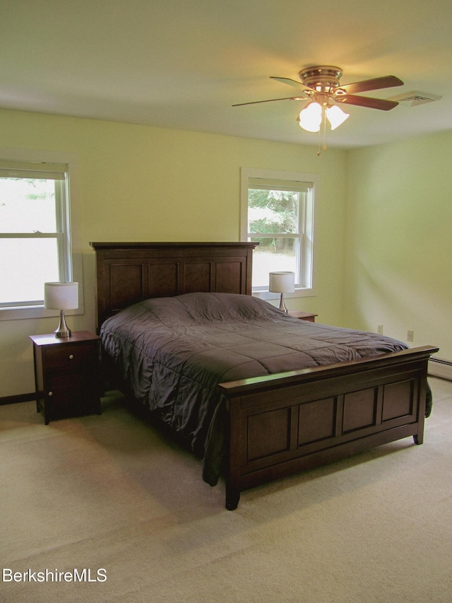 805 Savoy Rd, Cheshire, MA 01225 - bedroom with light colored carpet, multiple windows, and a ceiling fan