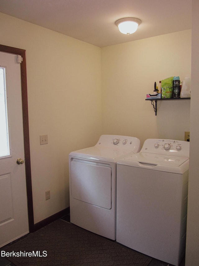 805 Savoy Rd, Cheshire, MA 01225 - laundry room featuring washing machine and clothes dryer and dark colored carpet