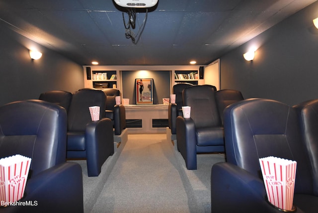 131 Wilshire Dr, Cheshire, MA 01225 - carpeted home theater room featuring built in features