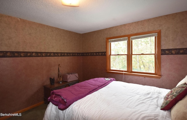 131 Wilshire Dr, Cheshire, MA 01225 - carpeted bedroom with baseboards, a textured ceiling, and wallpapered walls