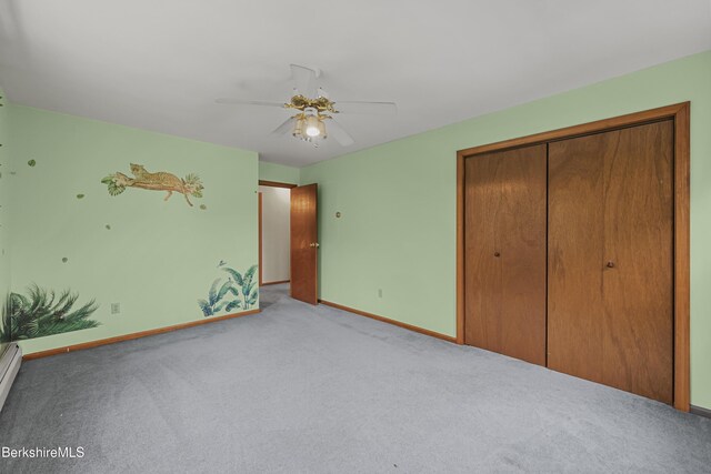 127 Gamwell Ave, Pittsfield, MA 01201 - unfurnished bedroom featuring carpet, a closet, and a ceiling fan