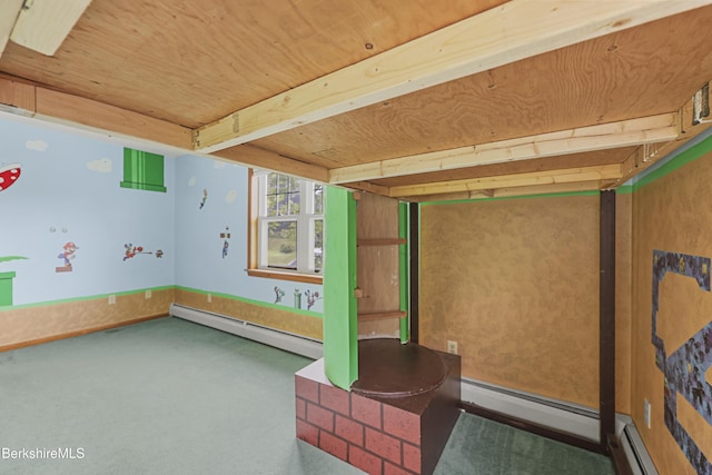 127 Gamwell Ave, Pittsfield, MA 01201 - basement featuring a baseboard heating unit and carpet floors