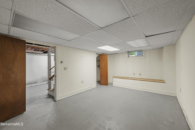 127 Gamwell Ave, Pittsfield, MA 01201 - basement featuring a drop ceiling and stairway