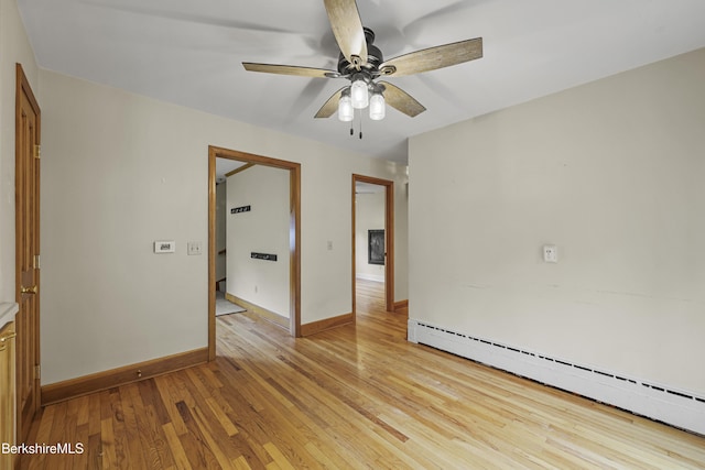127 Gamwell Ave, Pittsfield, MA 01201 - unfurnished room featuring a baseboard heating unit, ceiling fan, and light wood-style flooring
