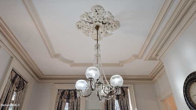 6 Eileen Dr, Rensselaer, NY 12144 - room details featuring a notable chandelier and ornamental molding