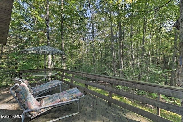deck with a view of trees