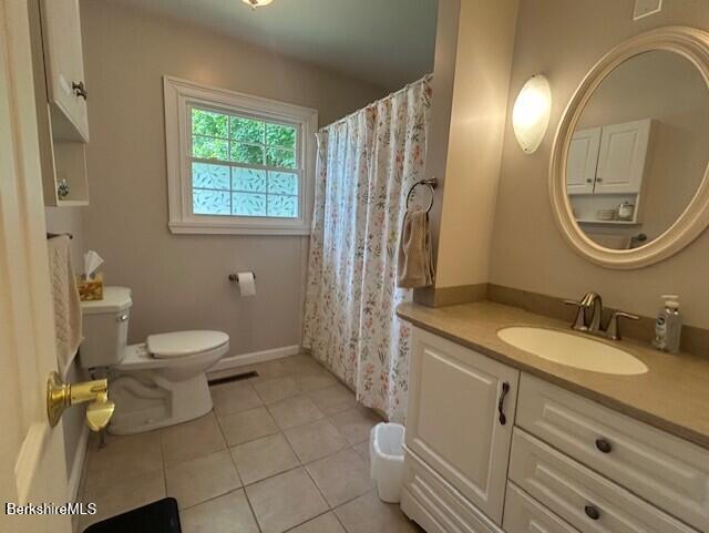 62 Maple Grove Dr, Pittsfield, MA 01201 - full bath featuring vanity, tile patterned floors, and a shower with shower curtain