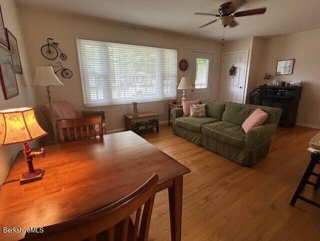 62 Maple Grove Dr, Pittsfield, MA 01201 - living room featuring a ceiling fan and wood finished floors