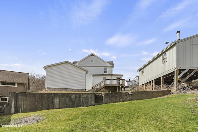 20 Summer St, Lee, MA 01238 - back of house with a lawn and stairs