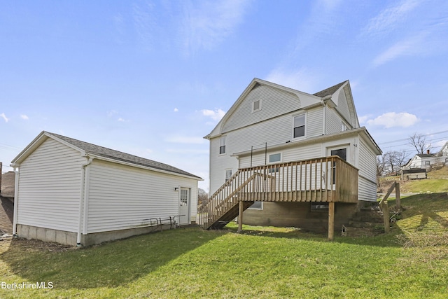 20 Summer St, Lee, MA 01238 - back of house with a yard, stairway, and a deck