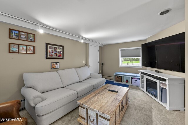 4 Woodlawn Dr, Williamstown, MA 01267 - carpeted living area with baseboard heating and track lighting