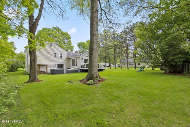 4 Woodlawn Dr, Williamstown, MA 01267 - view of grassy yard with a wooden deck