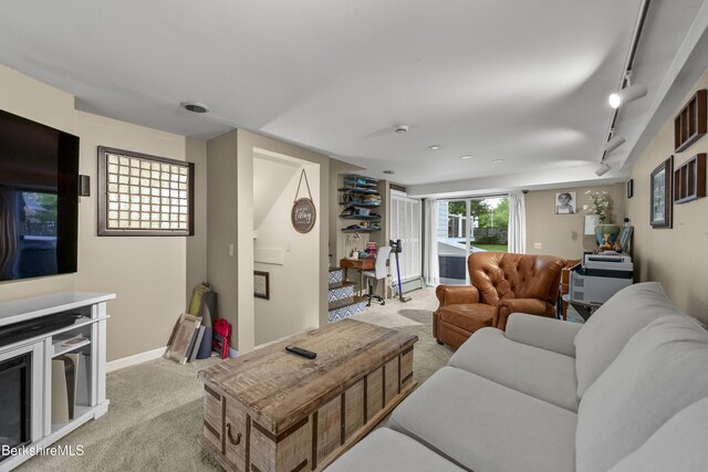 4 Woodlawn Dr, Williamstown, MA 01267 - living room with light colored carpet, track lighting, and baseboards