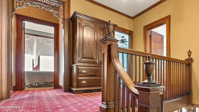 2 Melrose St, Adams, MA 01220 - hall with ornamental molding and carpet