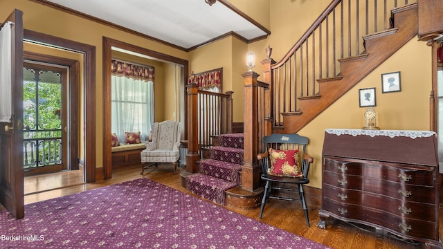 2 Melrose St, Adams, MA 01220 - stairs with crown molding and wood finished floors