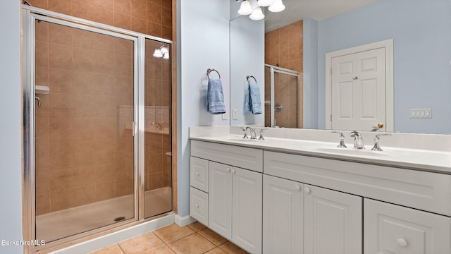 14 Alpine Trl # 14, Pittsfield, MA 01201 - bathroom with double vanity, tile patterned floors, a shower stall, and a sink