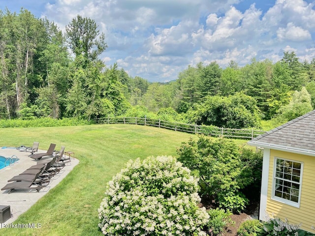 121 E Dugway Rd, Lenox, MA 01240 - fenced backyard featuring a patio area, an outdoor pool, and a view of trees