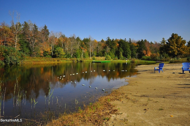 property view of water with a view of trees