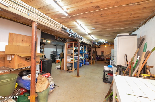 view of unfinished basement