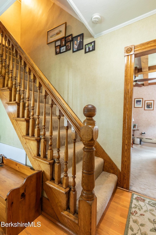76 Lime St, Adams, MA 01220 - stairway with ornamental molding and wood finished floors