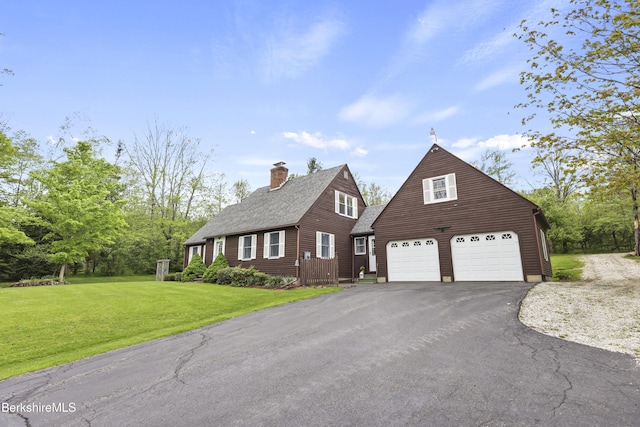 64 Blotz Rd, Washington, MA 01223 - view of front of home featuring driveway, a front yard, a chimney, and a shingled roof