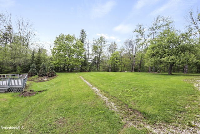 64 Blotz Rd, Washington, MA 01223 - view of green lawn with a wooden deck