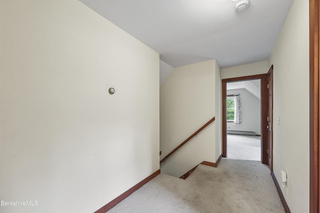 64 Blotz Rd, Washington, MA 01223 - stairs with carpet, a baseboard heating unit, and baseboards