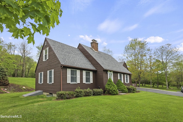 64 Blotz Rd, Washington, MA 01223 - view of property exterior with a chimney, a lawn, and a shingled roof