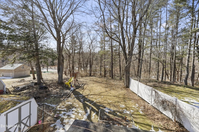 view of yard with fence