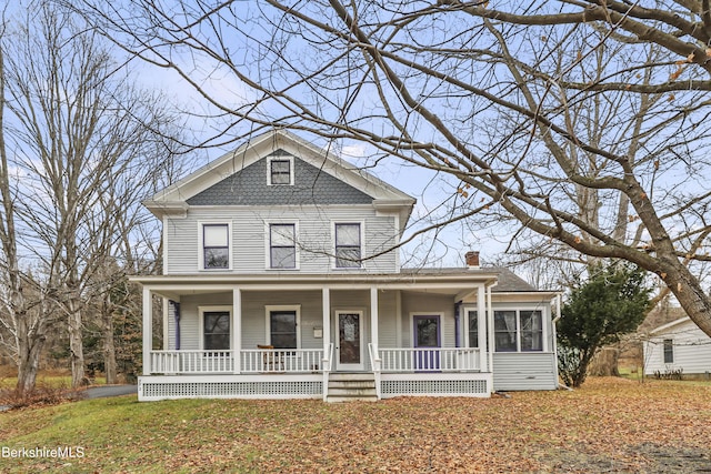 view of front facade featuring covered porch