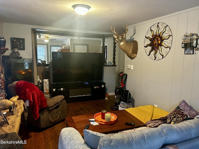 89-91 N Summer St, Adams, MA 01220 - living room with wood finished floors and a ceiling fan