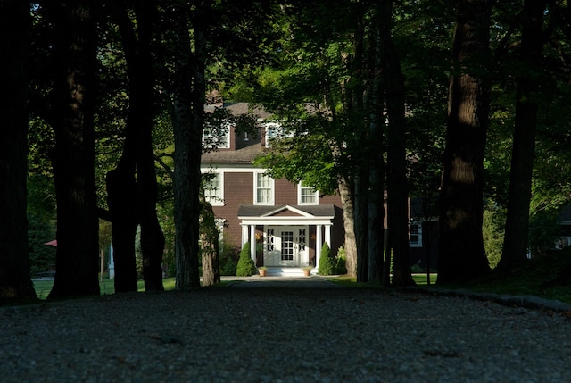 221 Bulkley St, Williamstown, MA 01267 - view of front of property with a chimney and gravel driveway
