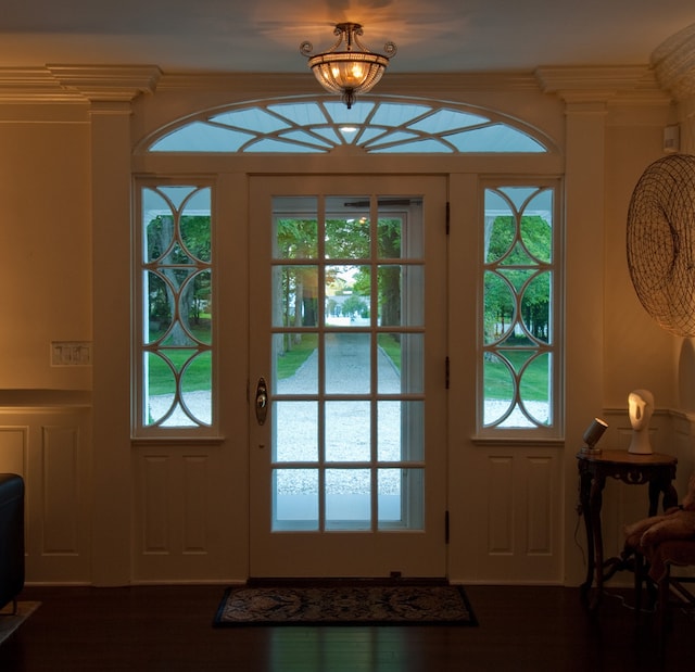 221 Bulkley St, Williamstown, MA 01267 - entrance foyer with ornamental molding and dark wood-style floors