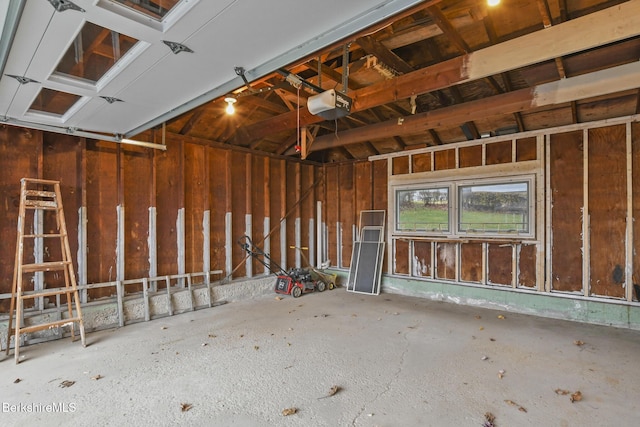 garage with a garage door opener