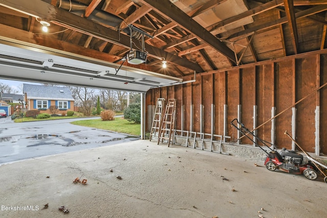 garage with a garage door opener