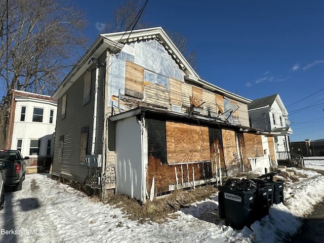 view of snow covered exterior