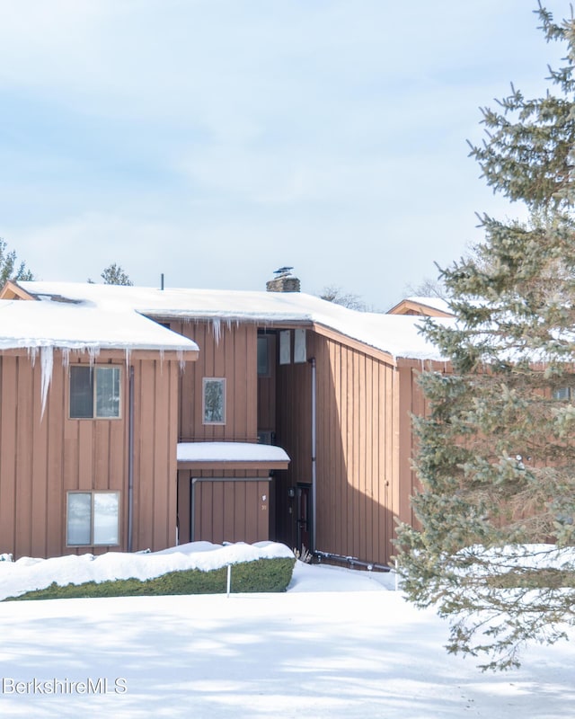 exterior space featuring board and batten siding