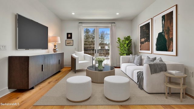 living room featuring light wood-type flooring