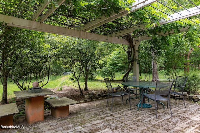 662 Foley Rd, Sheffield, MA 01257 - view of patio featuring a pergola and outdoor dining area