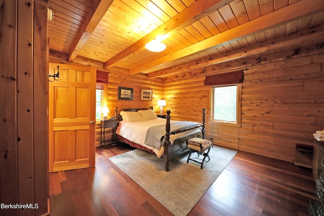 233 Algerie Rd, Becket, MA 01223 - bedroom with a wood ceiling with exposed beams and dark wood-style flooring