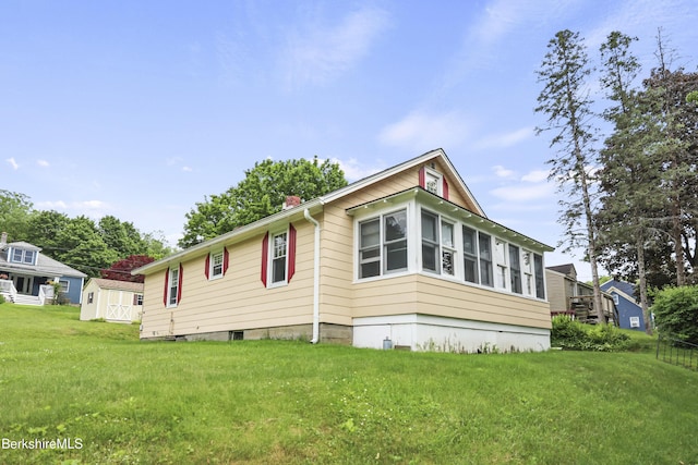 15 Summit Ave, Adams, MA 01220 - view of side of home featuring a lawn and a chimney
