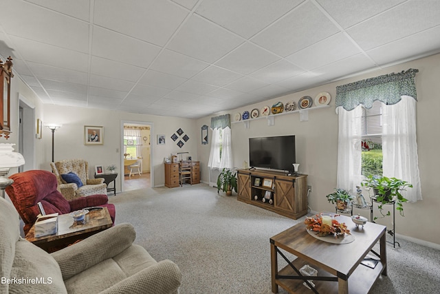 15 Summit Ave, Adams, MA 01220 - carpeted living area with a paneled ceiling and baseboards