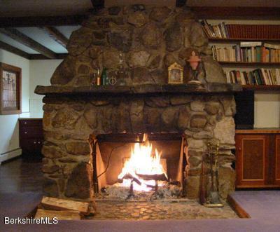 room details featuring a stone fireplace and baseboard heating