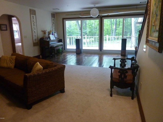 living room with wood-type flooring