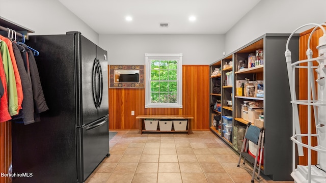 13 Taconic Ave, Lenox, MA 01240 - kitchen with freestanding refrigerator, recessed lighting, and light tile patterned floors